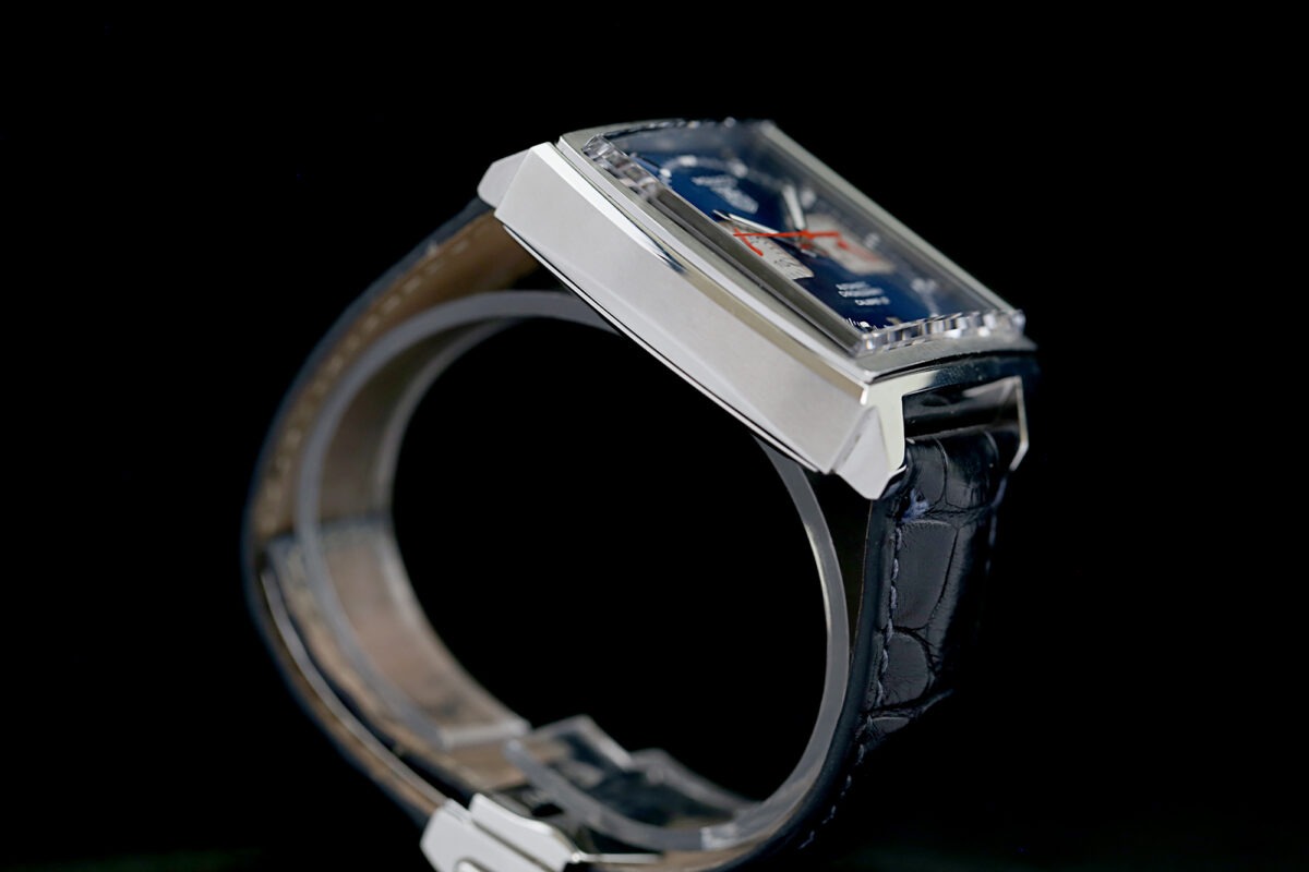 TAG Heuer Monaco Calibre 12, FULL SET, Blaues Blatt, Glasboden, LC100 – Bild 4