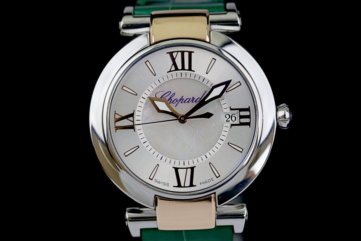 Chopard Imperiale, Stahl + 18K. Rosegold, Perlmutt, Top Zustand, Chopard Lederband – Bild 3