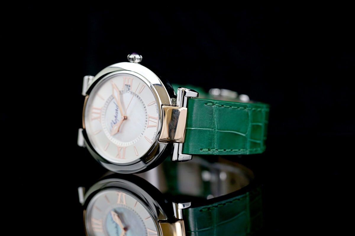 Chopard Imperiale, Stahl + 18K. Rosegold, Perlmutt, Top Zustand, Chopard Lederband – Bild 11