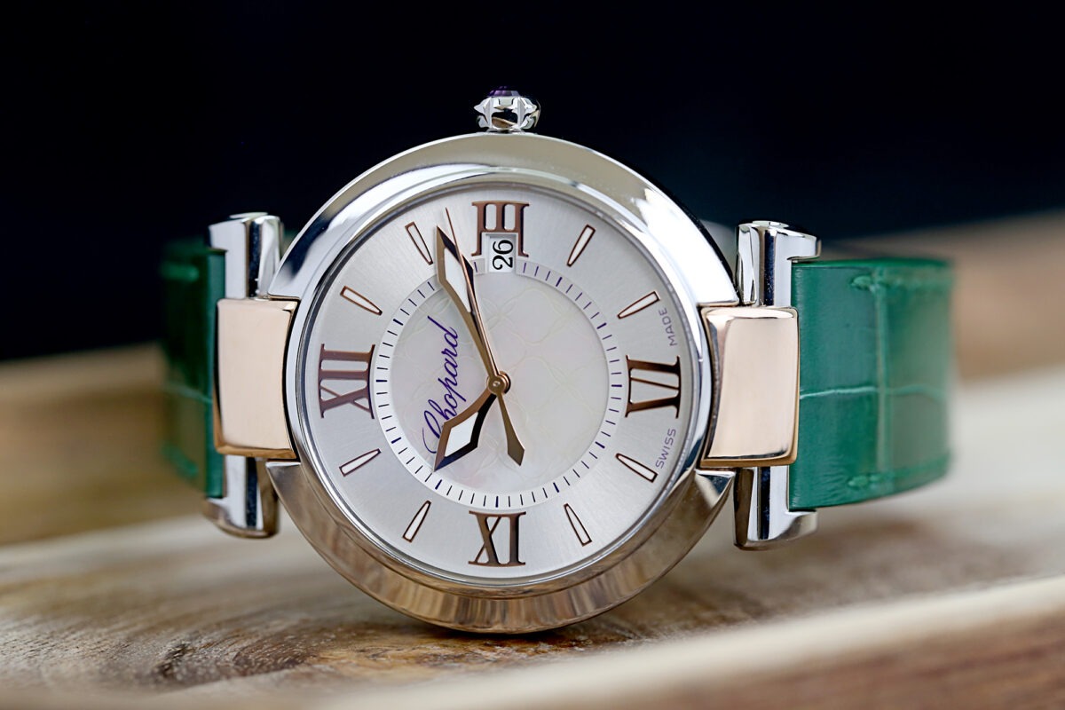 Chopard Imperiale, Stahl + 18K. Rosegold, Perlmutt, Top Zustand, Chopard Lederband – Bild 12