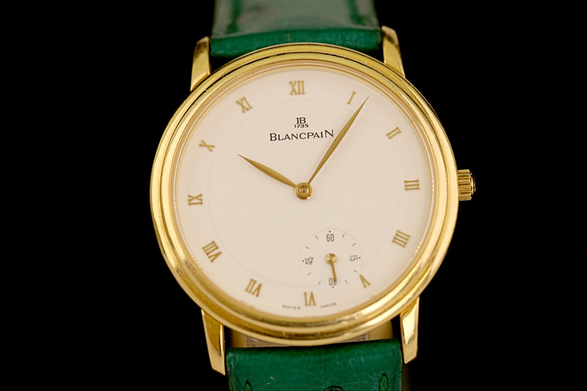 Blancpain Villeret Ultraflach, Ultra Slim, Ref: 0072, 18K. Gelbgold, Blancpain Band + Schließe – Bild 3