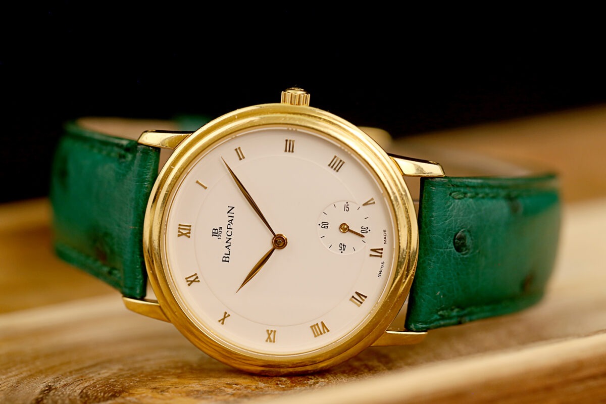 Blancpain Villeret Ultraflach, Ultra Slim, Ref: 0072, 18K. Gelbgold, Blancpain Band + Schließe – Bild 12