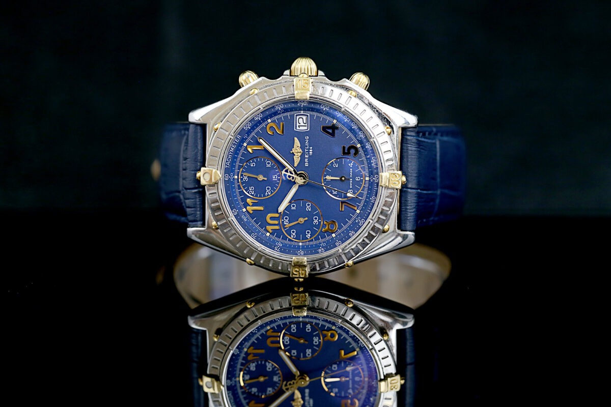 Breitling Chronomat, Ref: B13050.1, blaues Blatt, Stahl/Gold, Automatik, 39mm – Bild 8