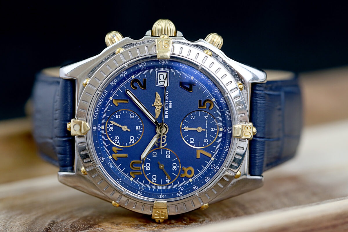 Breitling Chronomat, Ref: B13050.1, blaues Blatt, Stahl/Gold, Automatik, 39mm – Bild 12