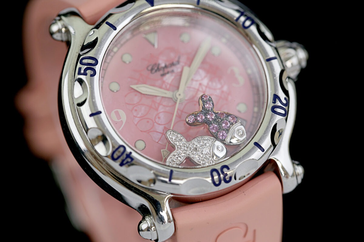 Chopard Happy Sport Fish, Chopard Band + Schließe, Pink, Factory Diamantbesatz – Bild 3