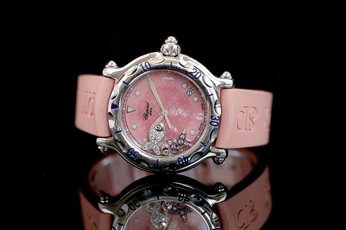 Chopard Happy Sport Fish, Chopard Band + Schließe, Pink, Factory Diamantbesatz – Bild 8