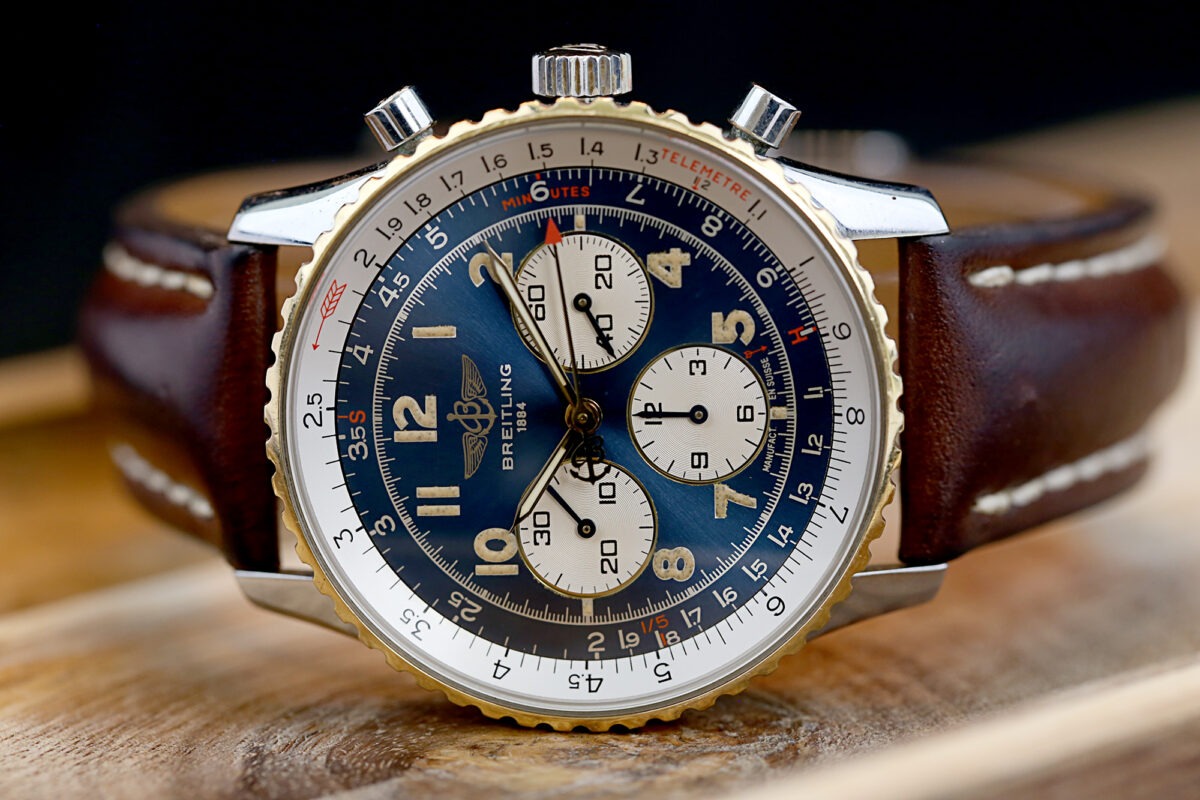 Breitling Navitimer 92, Ref: D30022, very rare, 38mm, Automatik, Patina, Blaues Blatt – Bild 12