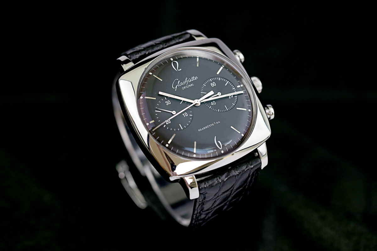 Glashütte Original Sixties Square Chronograph, Neues Glashütte Band, Top Zustand
