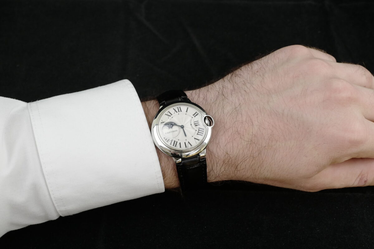 Cartier Ballon Bleu, Cartier Garantiekarte, Cartier Krokoband & Faltschließe, Automatik, Mondphase – Bild 2