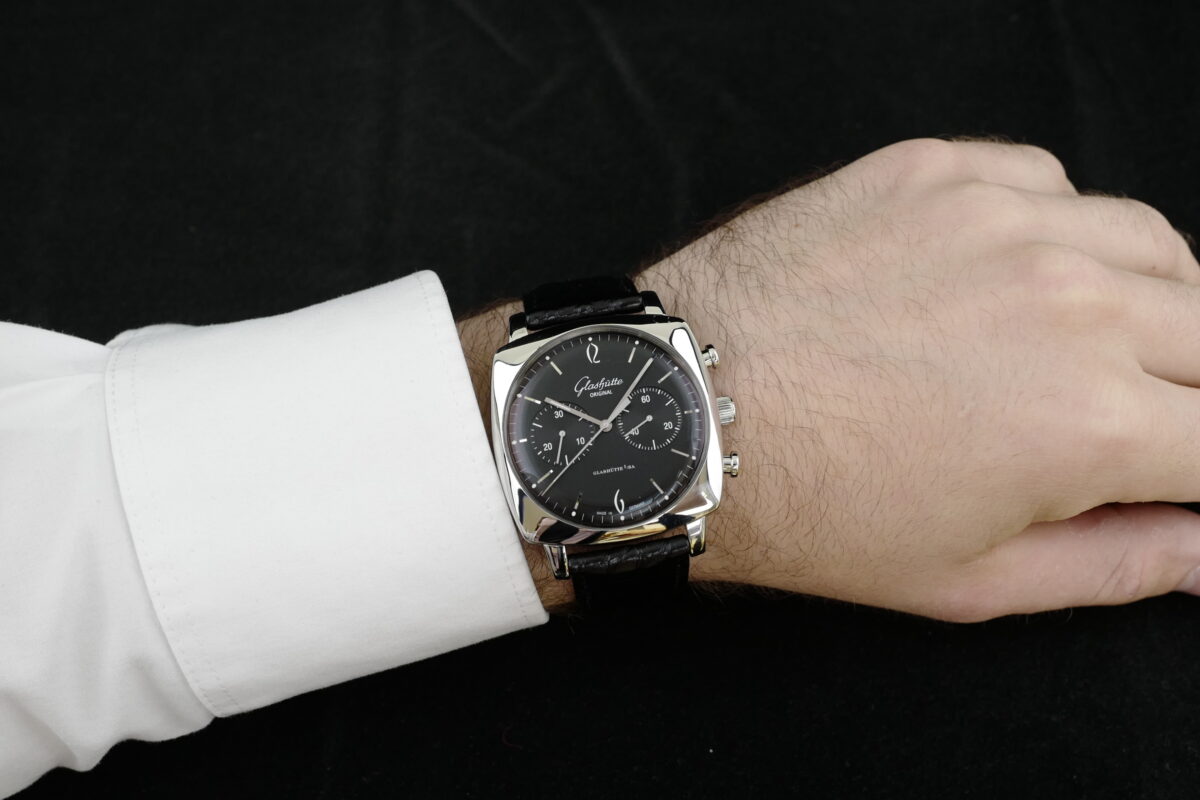 Glashütte Original Sixties Square Chronograph, Neues Glashütte Band, Top Zustand – Bild 2