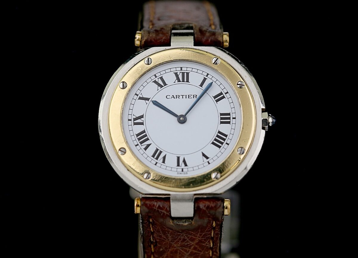 Alternative view of Cartier Santos Ronde, 81912, Fullset rare, two tone, 18k bezel, vintage, 1987