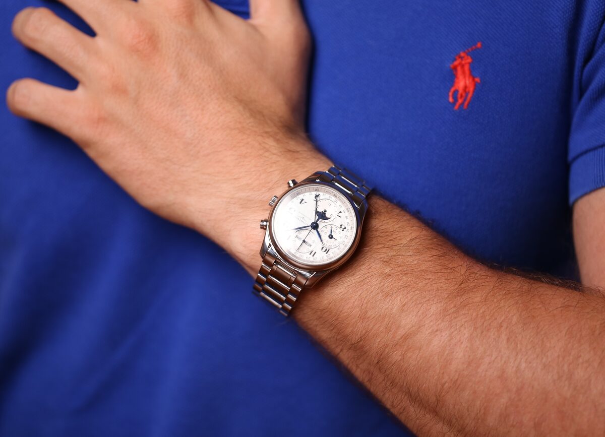 Alternative view of Longines Master Collection, L2.673.4.78.6 Orginal Papiere Moonphase, 40mm, Top condition, open caseback